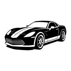 Obraz premium Modern High Speed Sports Car Silhouette Illustration in Black on Transparent Background
