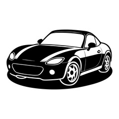 Fototapeta premium Modern High Speed Sports Car Silhouette Illustration in Black on Transparent Background