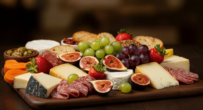 Indulge in this vibrant cheese and charcuterie board, perfect for a sophisticated gathering.