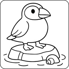 Cute Puffin on Rock Coloring Page