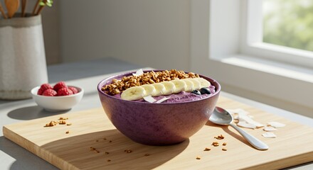 Sunlit Acai Bowl with Toppings, a Vibrant Start to Your Day
