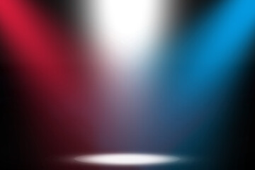 Dramatic spotlight shines down on the final stage where the red and blue teams face off in a fierce competition to crown the ultimate winner.