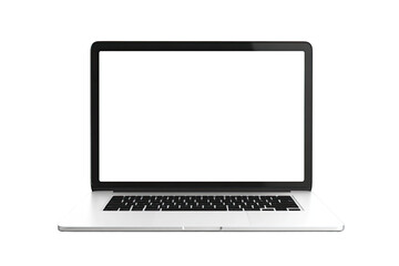 Front view of a laptop with a blank white screen (1)