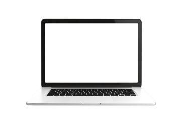 Front view of a laptop with a blank white screen (1)