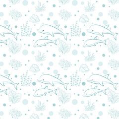 Dolphin pattern vector file. seamless pattern for decorating all fashion designs, fabrics, wallpapers and prints.