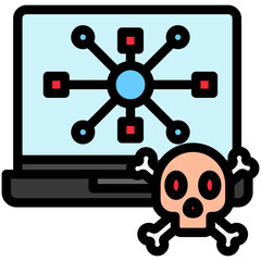 Network Threat outline color, mini illustration icon. use for modern concept, print, UI, UX kit, web and app development. Vector related to risk management, business, finance.