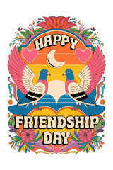 Fototapeta premium Vector EPS Typography Art for Celebrating Friendship Day