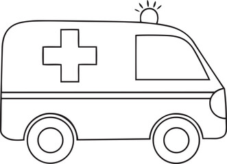 Vector icon design of ambulance, Isolated line art vector illustration of ambulance, ambulance vector logo icon design