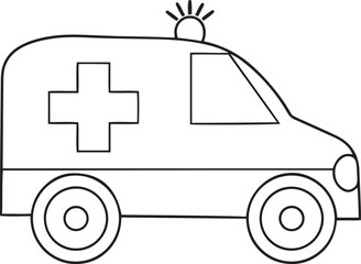 Vector icon design of ambulance, Isolated line art vector illustration of ambulance, ambulance vector logo icon design