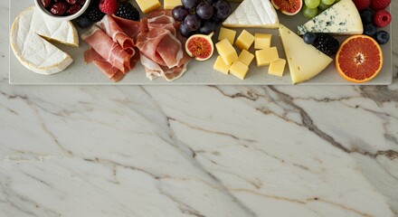 Gourmet Cheese and Charcuterie Board on Marble