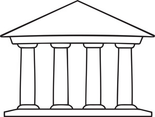 Vector illustration of classical building or museum, Silhouette vector icon art of classical building or museum, classical building or museum line art vector design