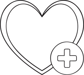 Health heart shape vector icon, Silhouette vector art of Health heart shape, Health heart shape line art vector icon design
