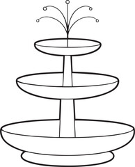 High quality tiered fountain vector icon illustration, tiered fountain silhouette vector art, tiered fountain isolated line art vector design