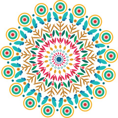 Vector hand drawn doodle mandala. Ethnic mandala with colorful tribal ornament. Isolated. Bright colors.
