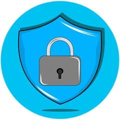 A robust padlock icon set within a protective shield, representing ultimate security and protection. This versatile graphic is perfect for illustrating concepts of data safety, cyber defense, privacy,