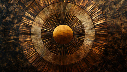 Circular Wooden Pattern Gold Center