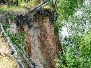 A steep abandoned bank in the forest.