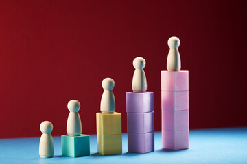 toy block step stairs . Growing concept . Business growth and success
