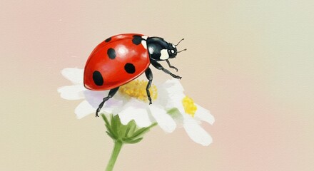 Fototapeta premium Ladybug on flower illustration