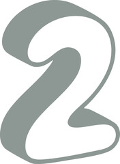 Naklejka premium 숫자 2 입체 그림자