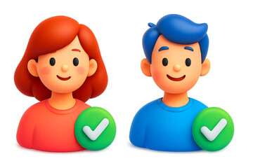 3d verified person icon isolated on transparent background. Png