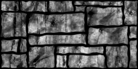Textured concrete, cement, slate, stone, marble block wall tiles in grayscale. A close-up of a concrete and texture block wall presented in grayscale.	

