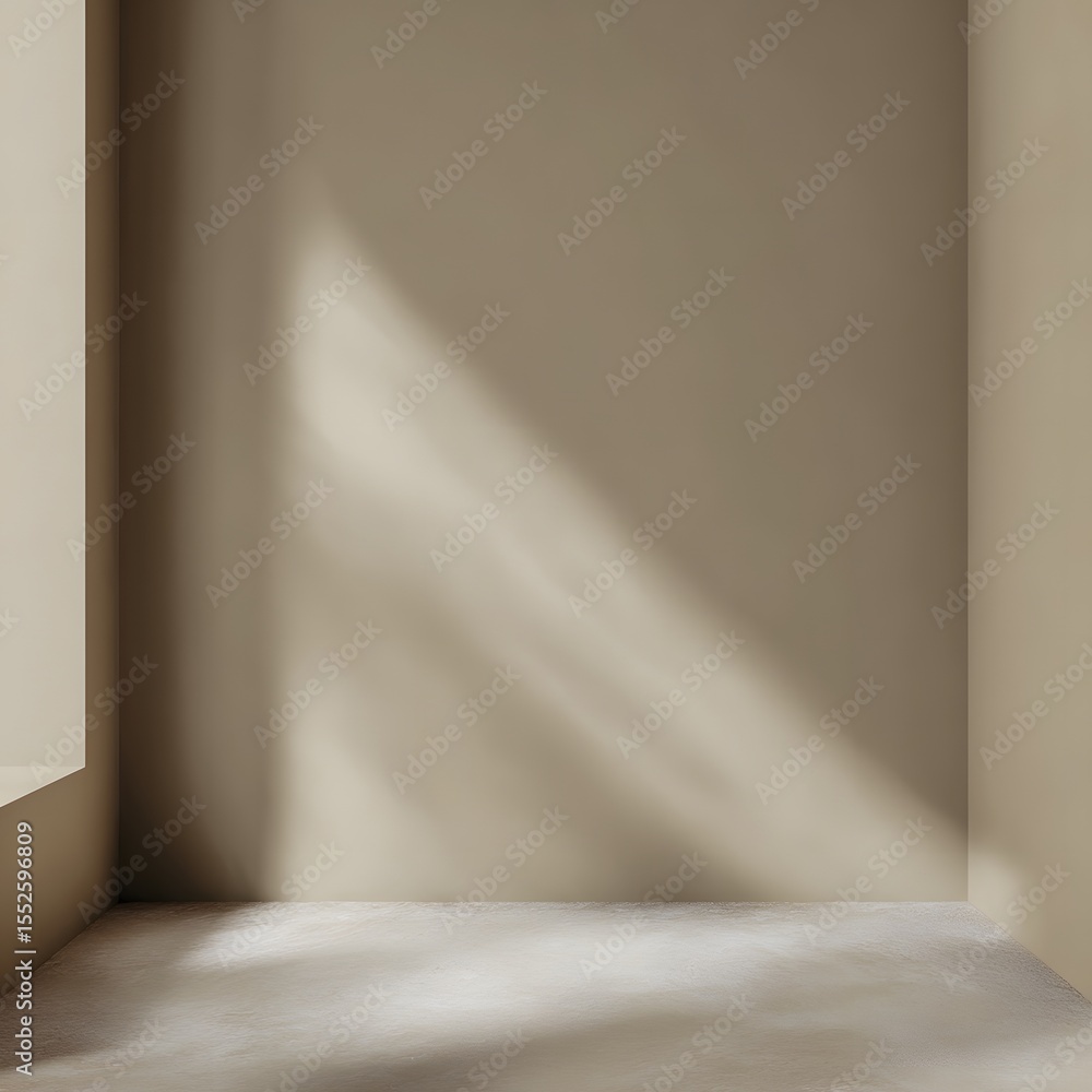 Poster minimalist beige scene with soft shadow and empty space