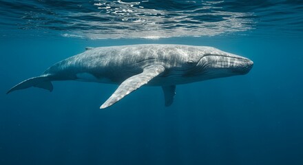 Naklejka premium Large whale swimming underwater
