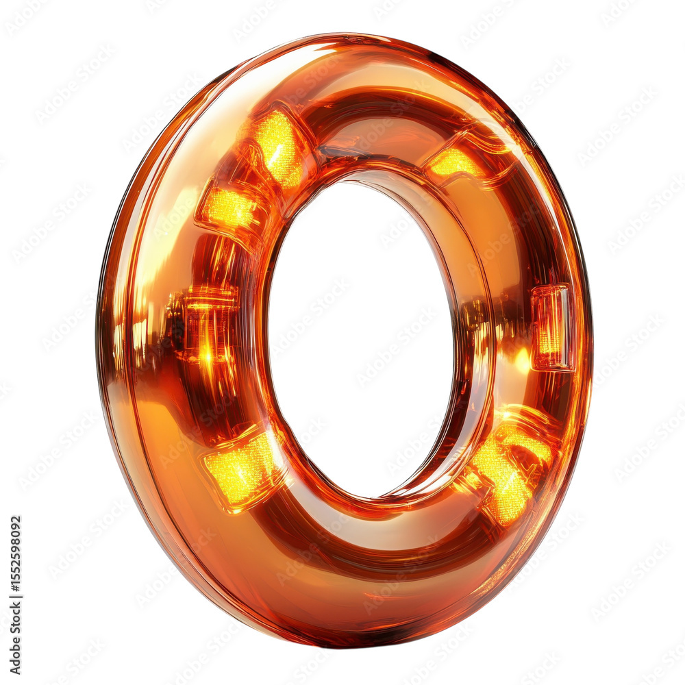 Poster copper torus isolated shape glowing light reflective metallic object on transparent background