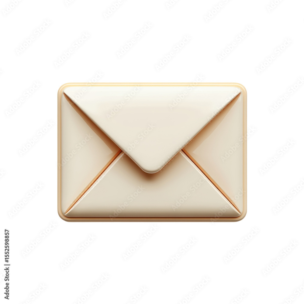 Poster 3d beige email envelope icon communication message notification digital on transparent background