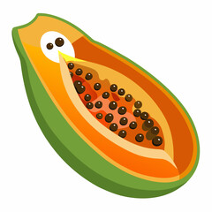Papaya  white background