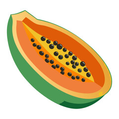 Papaya  white background