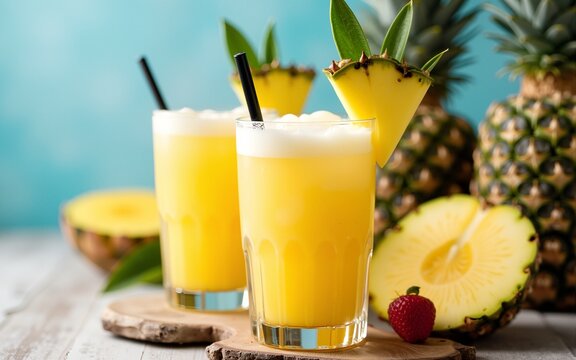 Tropical Pineapple Cocktails, Summer Drinks - Tropical themes. High quality