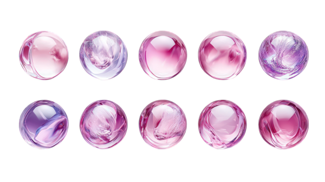 Glossy, pastel orbs with swirling, internal patterns