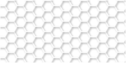 Abstract white hexagon concept background. Seamless bright white abstract honeycomb. Technology for design element vector abstract background.	