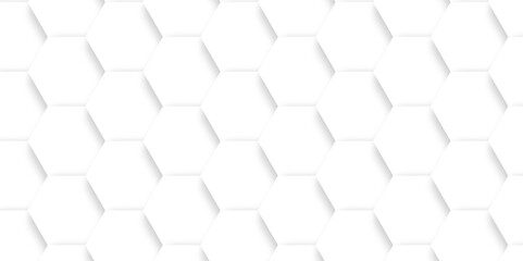 Fototapeta premium Abstract white hexagon concept background. Seamless bright white abstract honeycomb. Technology for design element vector abstract background. 