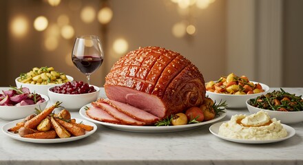 Glazed Ham with Festive Side Dishes Beckons a Joyful Holiday Feast