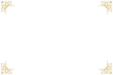 Elements of ornate vintage frames. Border gold on white classic calligraphy swirls, floral motifs. Design print for greeting cards, wedding invitations, restaurant menu, royal certificates. Set 383