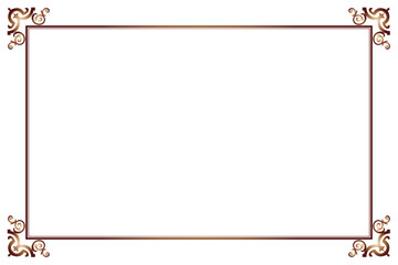 Elements of ornate vintage frames. Border copper on white classic calligraphy swirls, floral motifs. Design print for greeting cards, wedding invitations, restaurant menu, royal certificates. Set 387