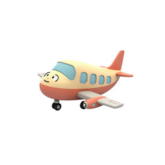 3D Isometric Cute Cartoon Airplane Illustration