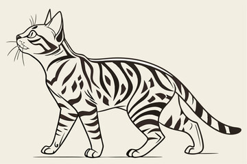 Fototapeta premium Outline of a Toyger: Artistic Cat Portrait