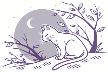 Quiet Grace: Cat in Repose Silhouette