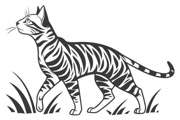 Striped Charisma: Toyger Cat in Ink