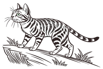Striped Charisma: Toyger Cat in Ink