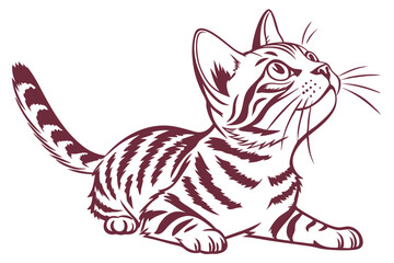 Toyger Gaze: Minimalist Cat Clipart