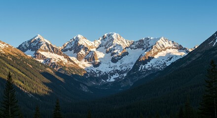 Fototapeta premium Majestic mountain range sunrise panorama