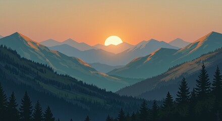 Obraz premium Majestic mountain sunset panorama