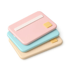Payment Options: Pastel credit cards symbolize finance and transaction
