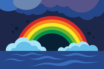 A charming illustration of a magical rainbow vector landscape background wallpaper