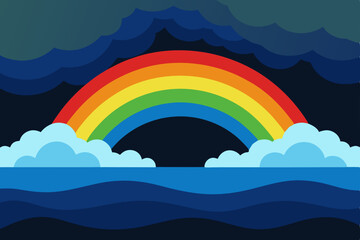A charming illustration of a magical rainbow vector landscape background wallpaper